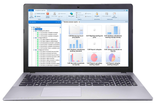 Mockup laptop Analizy BI Comarch